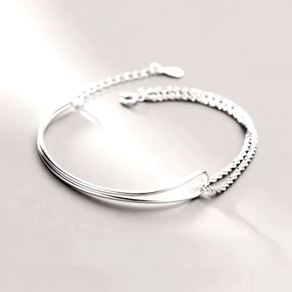 Licol Bracelet Italy .925 Silver Mixed Tubular + Chain Style - Picture 1 of 15